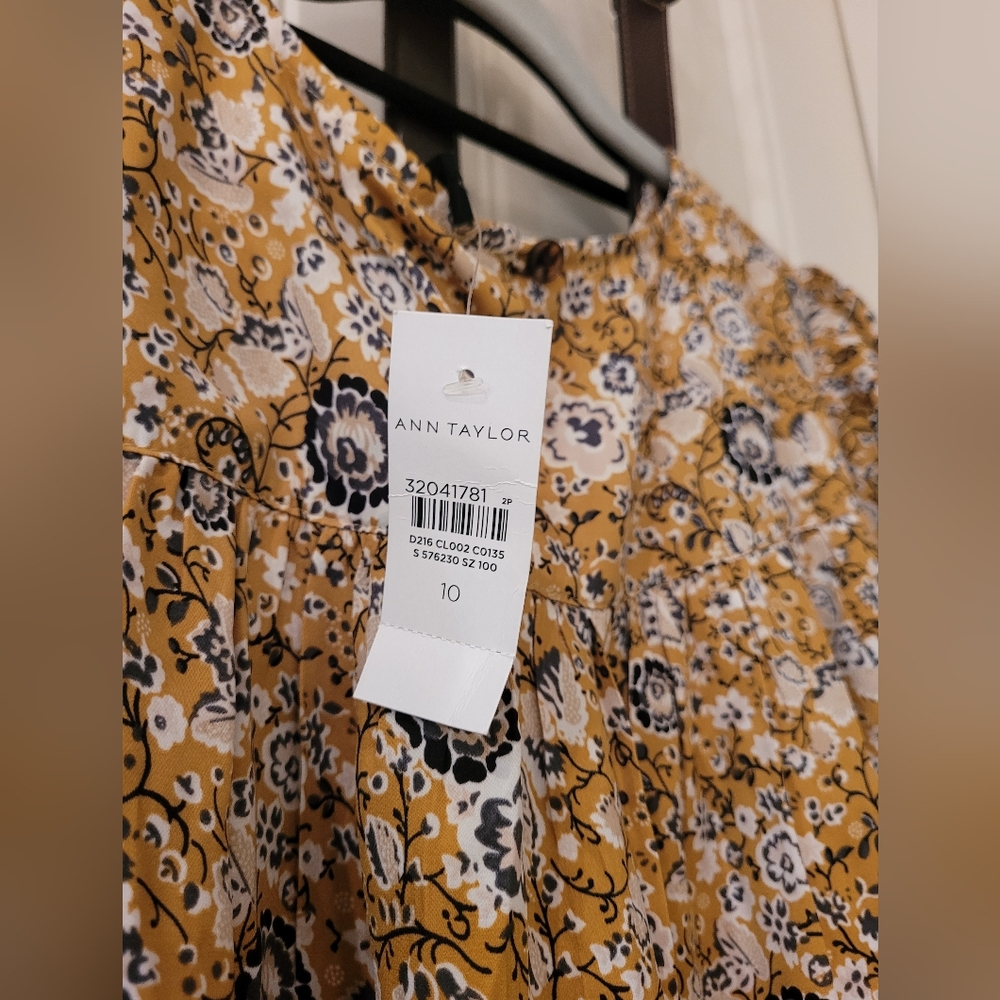 Ann Taylor Yellow and Blue Floral Dress
